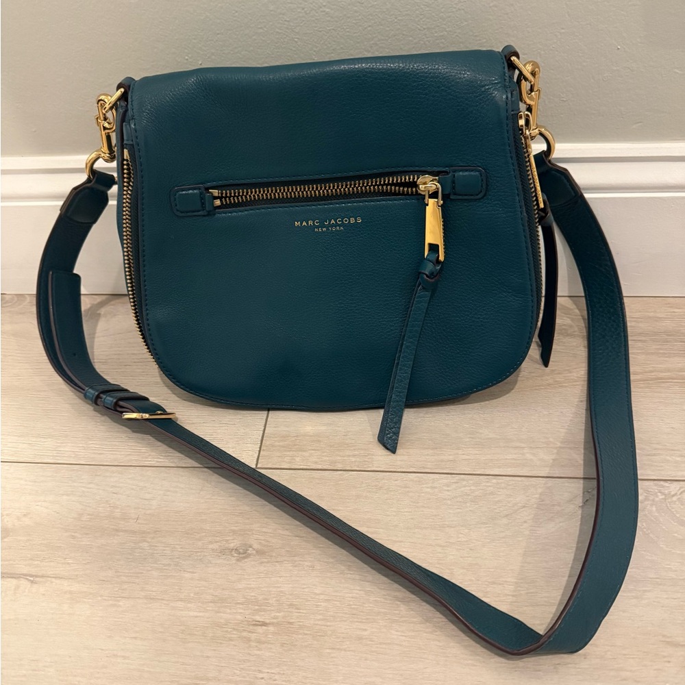 Marc Jacobs Teal Oversized Crossbody Bag with Gold Accents